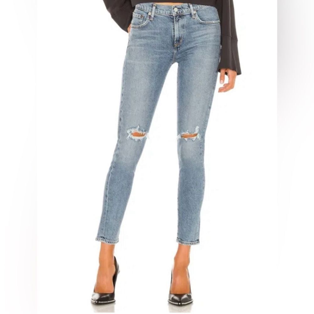 AGOLDE 28 Light Vintage 90’s Destroyed Denim Distressed Skinny Jeans